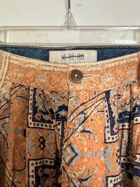 We The Free Tan and Blue Boho Jeans & Fabric Wide Leg pants Size 24